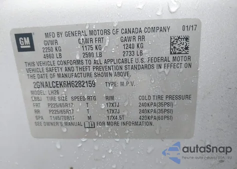 2017 Chevrolet Equinox Lt from USA, damaged, VIN 2GNALCEK6H6282159